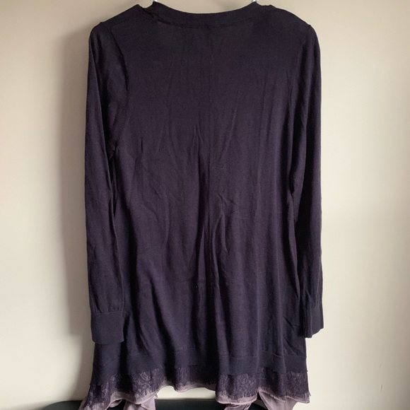 LOGO Lori Goldstein Purple Lace Cashmere Blend Cardigan Sweater - Picture 5 of 5